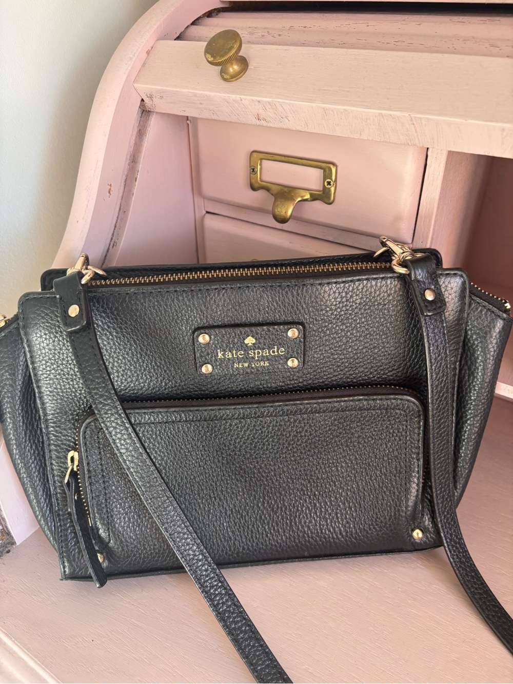 EUC-kate spade Black Pebbled Leather Baxter Street Sevilla- 100% Cow Leather